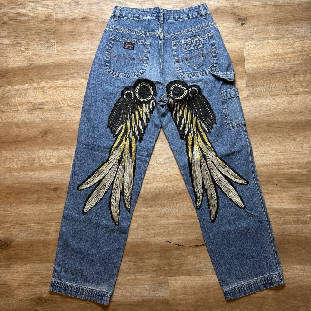 Vintage Unionbay Carpenter Jeans Men 25x27 Blue Straight Leg Embroidered Y2K